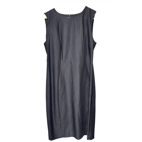 Calvin Klein Dresses & Skirts - Calvin Klein Dark Charcoal Chambray Sleeveless Sheath Dress Business Sz 12P